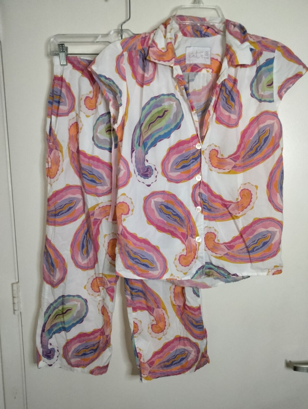 The Cat's Pajamas (Sz S) Multicolored Paisley-Print Short-Sleeve 2PC Pajama Set